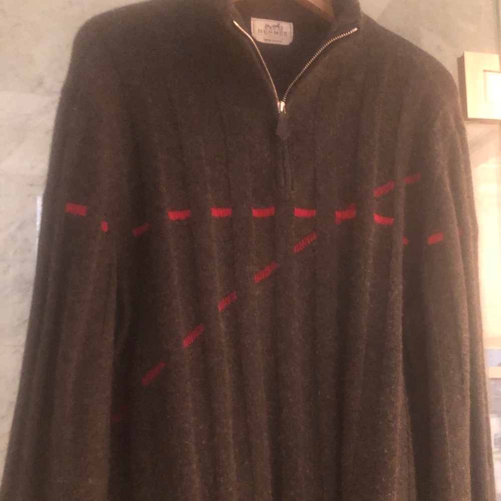Vintage Hermes quarter zip 100% cashmere sweater